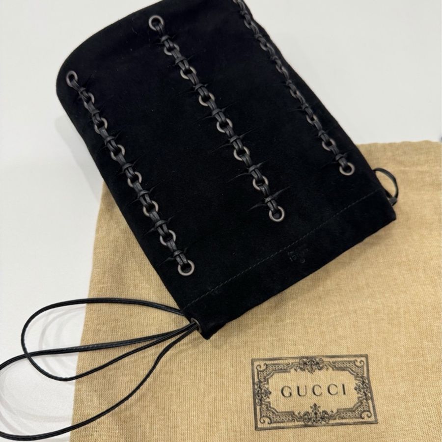 Gucci Nubuck Drawstring Pouch 106081 黑色 束口包 手提包 收納包 收納袋 飲料袋-1