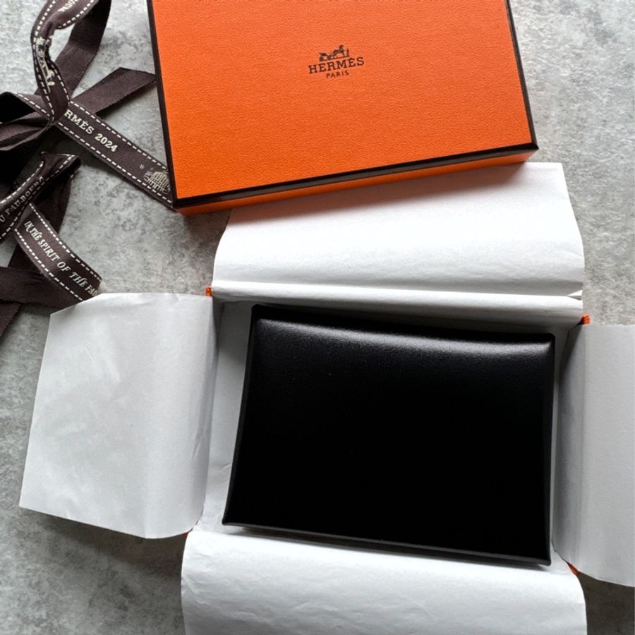 Hermès 愛馬仕 Calvi duo box皮so black-7
