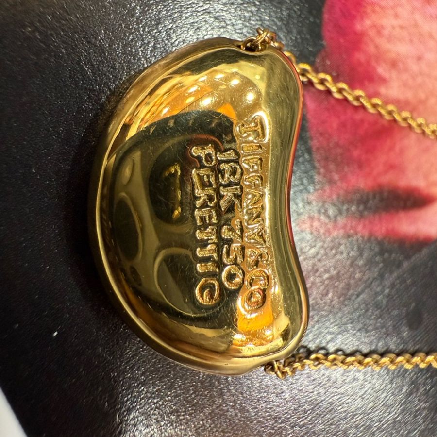 Tiffany&Co 18K金 黃K金 相思豆 愛心 項鍊-5