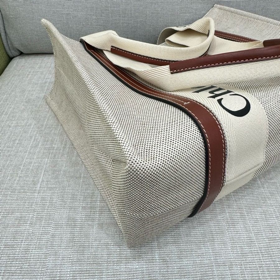 Chloé Woody tote bag帆布托特包(中號/焦糖咖色)-13