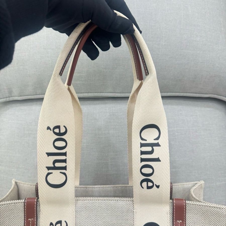 Chloé Woody tote bag帆布托特包(中號/焦糖咖色)-18
