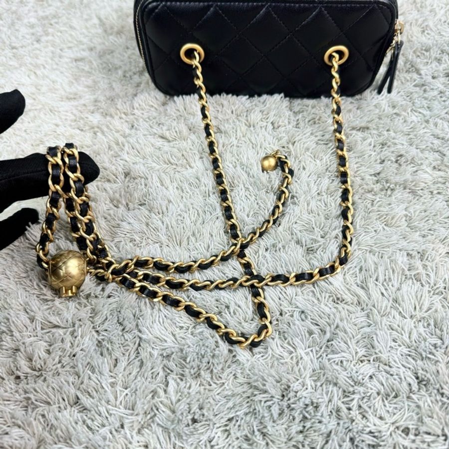 香奈兒 Chanel 金球長盒子 黑色-22