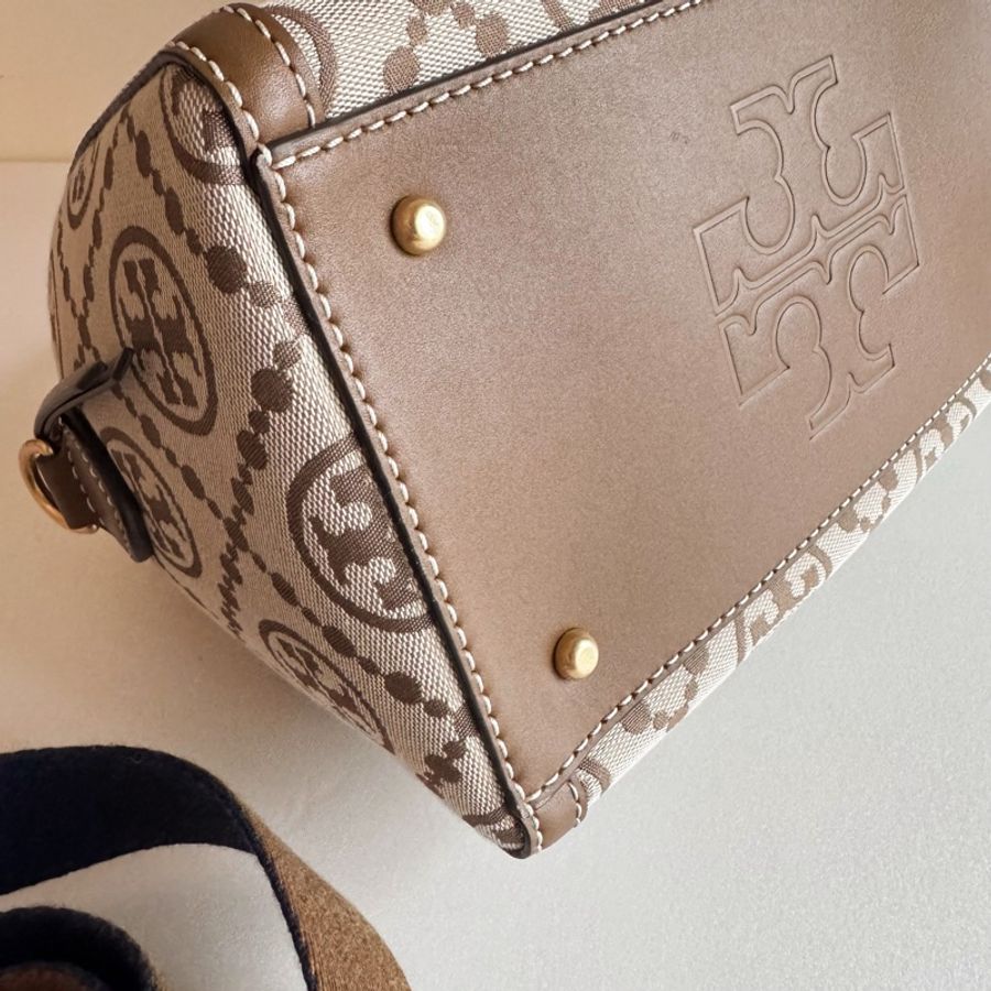 便宜賣 Tory Burch T monogram接皮革波士頓包 Jacquard Duffle-7