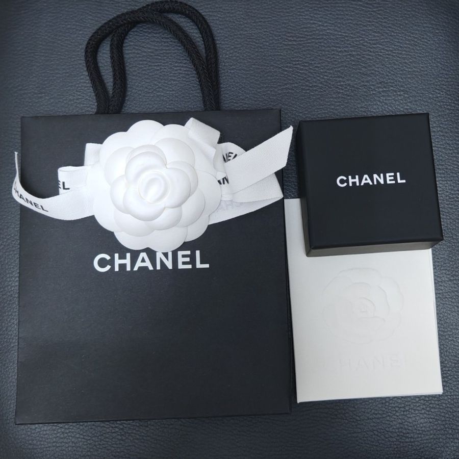 Chanel earrings 25C 新款耳環 CC立體方糖型閃石 淡金配黑字方塊 耳釘-12