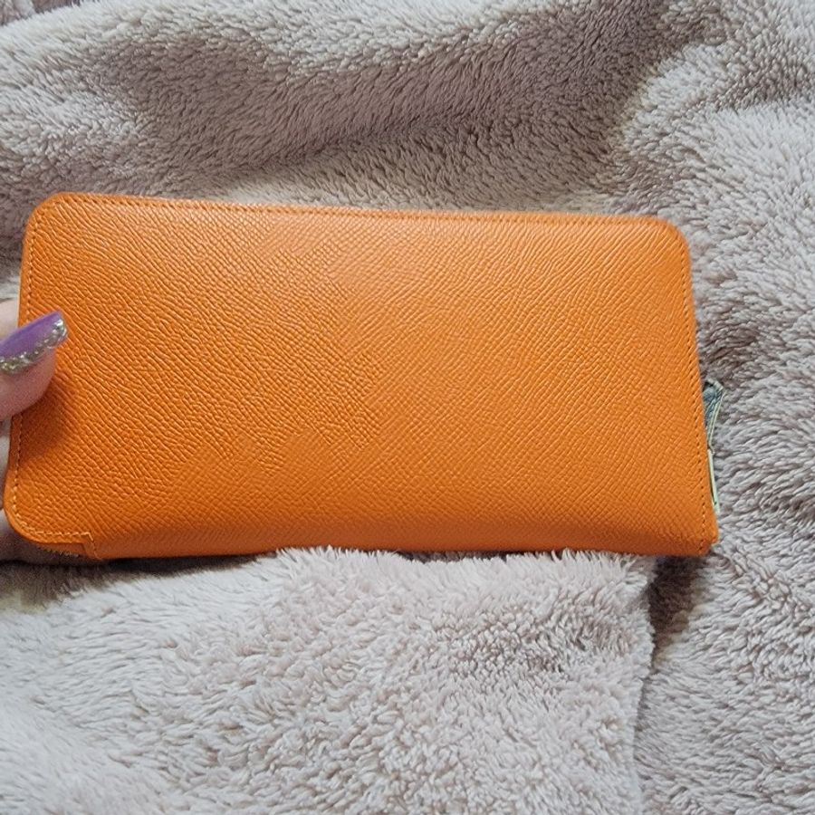 Hermès 愛馬仕橘 絲巾長夾-11