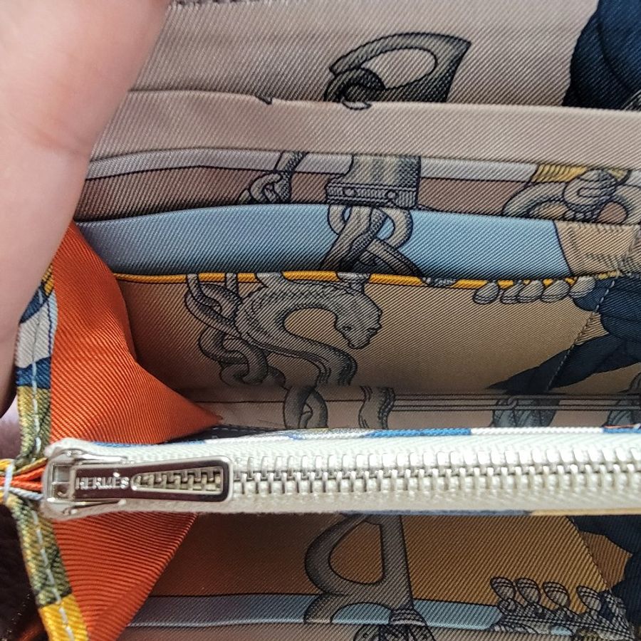 Hermès 愛馬仕橘 絲巾長夾-36