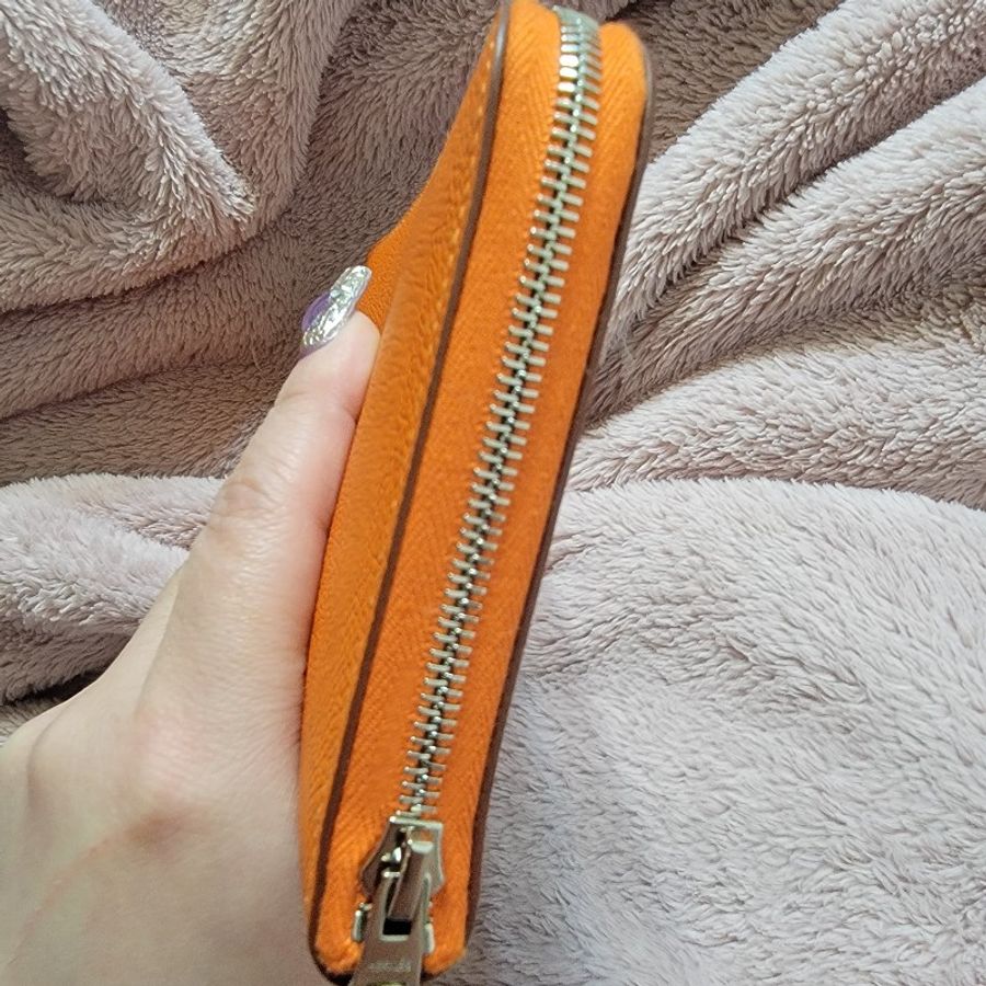 Hermès 愛馬仕橘 絲巾長夾-45