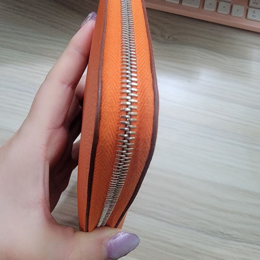 Hermès 愛馬仕橘 絲巾長夾-12