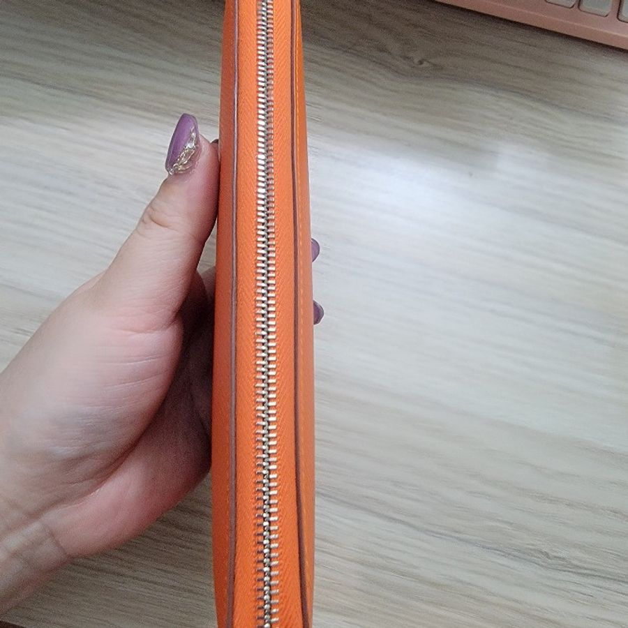 Hermès 愛馬仕橘 絲巾長夾-13