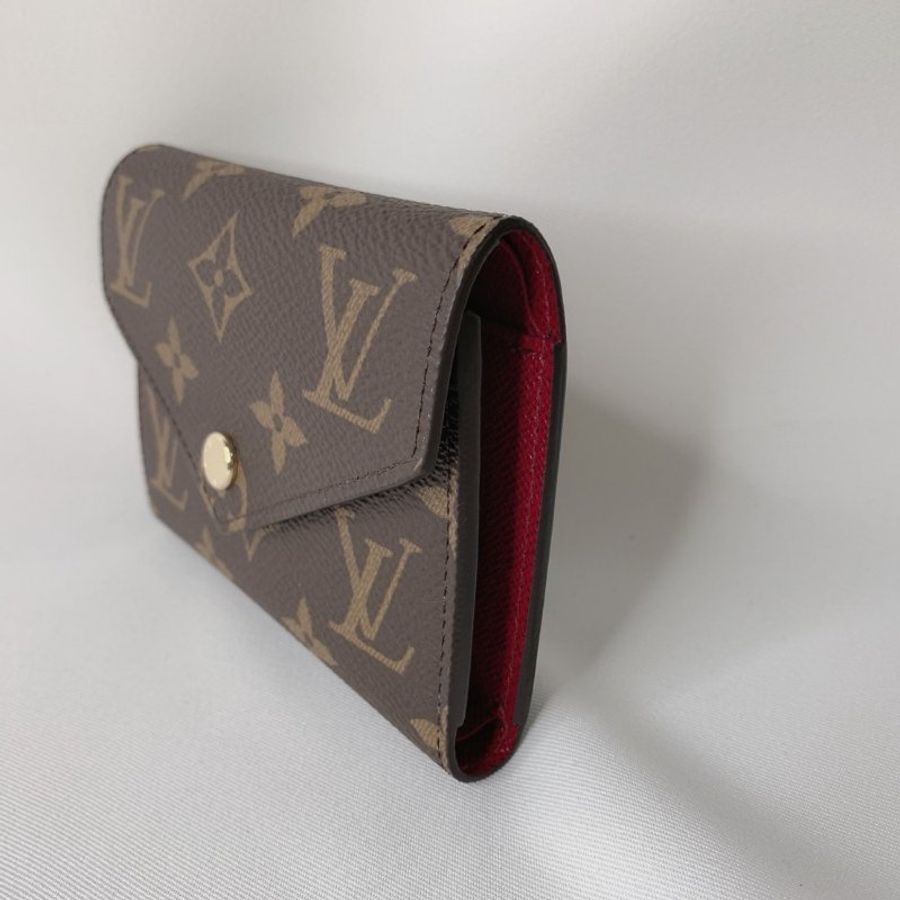 LV 全新Victorine老花紫紅信封三折短夾-2