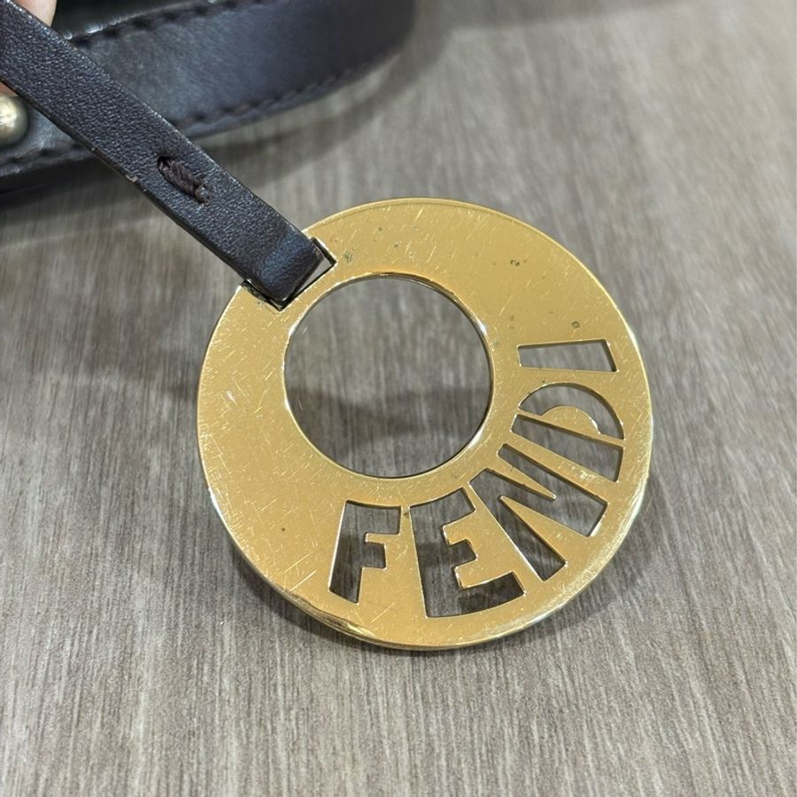 FENDI FF logo BAGUETTE 咖啡 牛皮 皮革 緹花布 老花 字紋 原花 手提包 肩背包 貝貴提-13