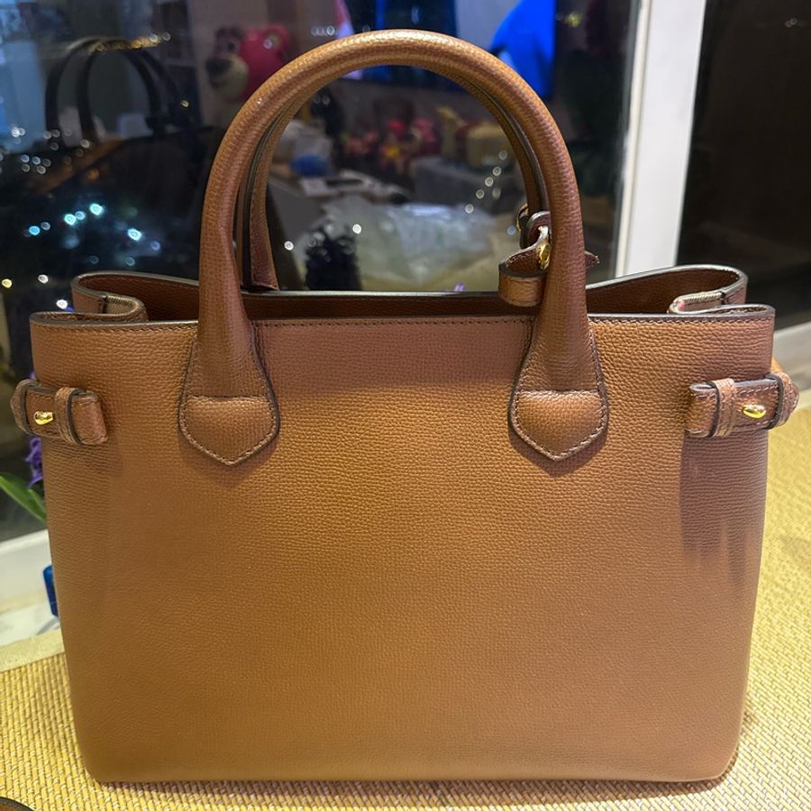 Burberry - Classic Brown Leather Plain Handbag-1