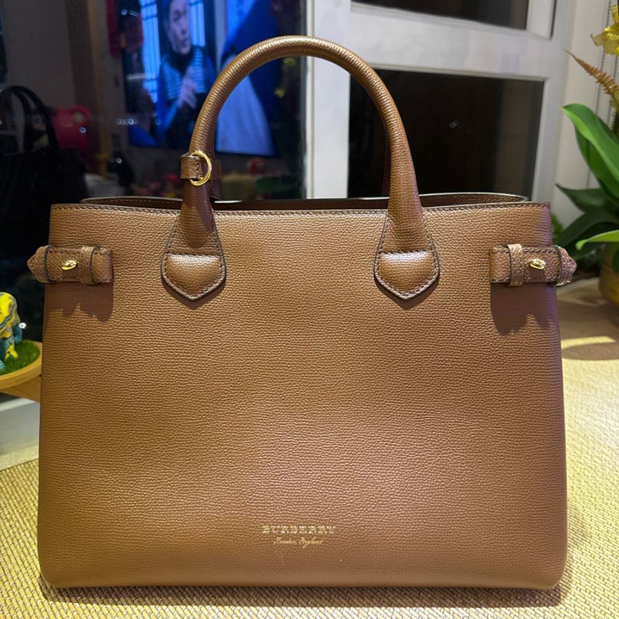 Burberry - Classic Brown Leather Plain Handbag-5