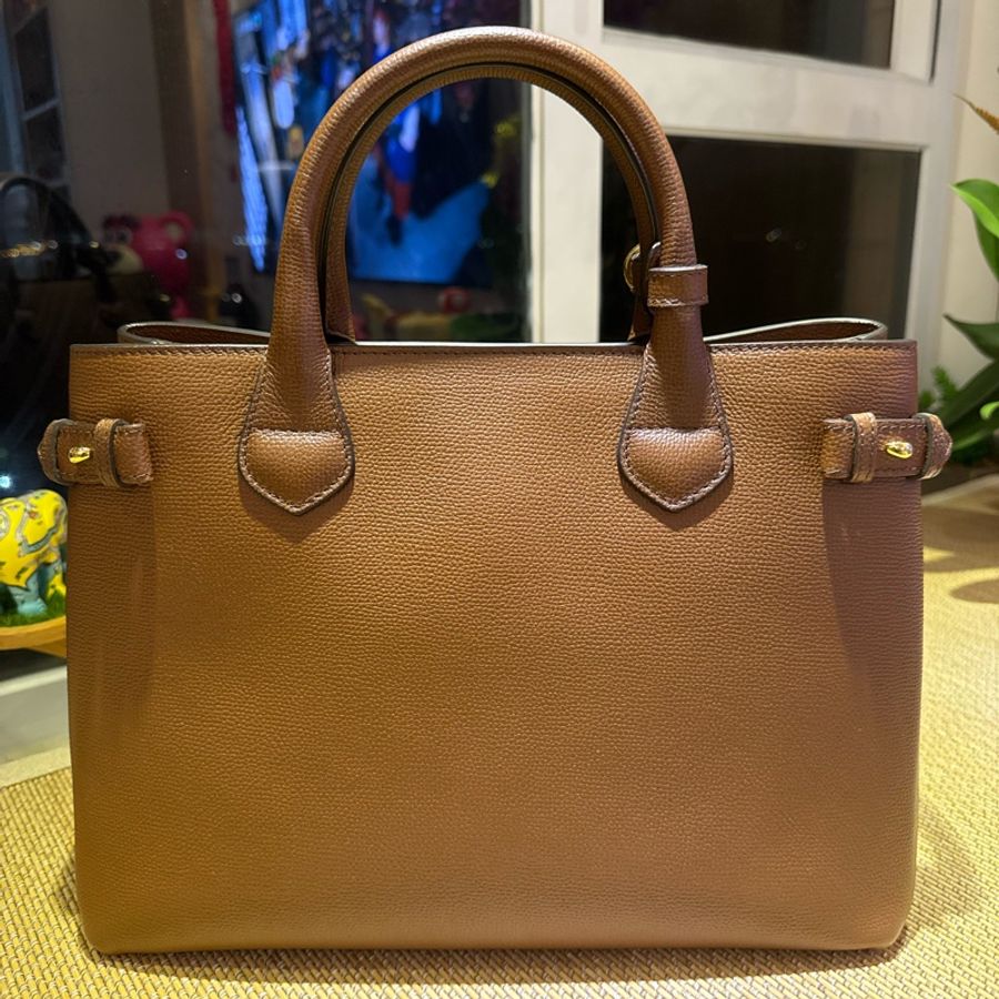 Burberry - Classic Brown Leather Plain Handbag-6