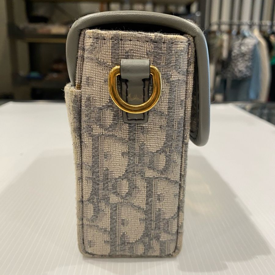 DIOR 30蒙田box灰色帆布 金扣-3