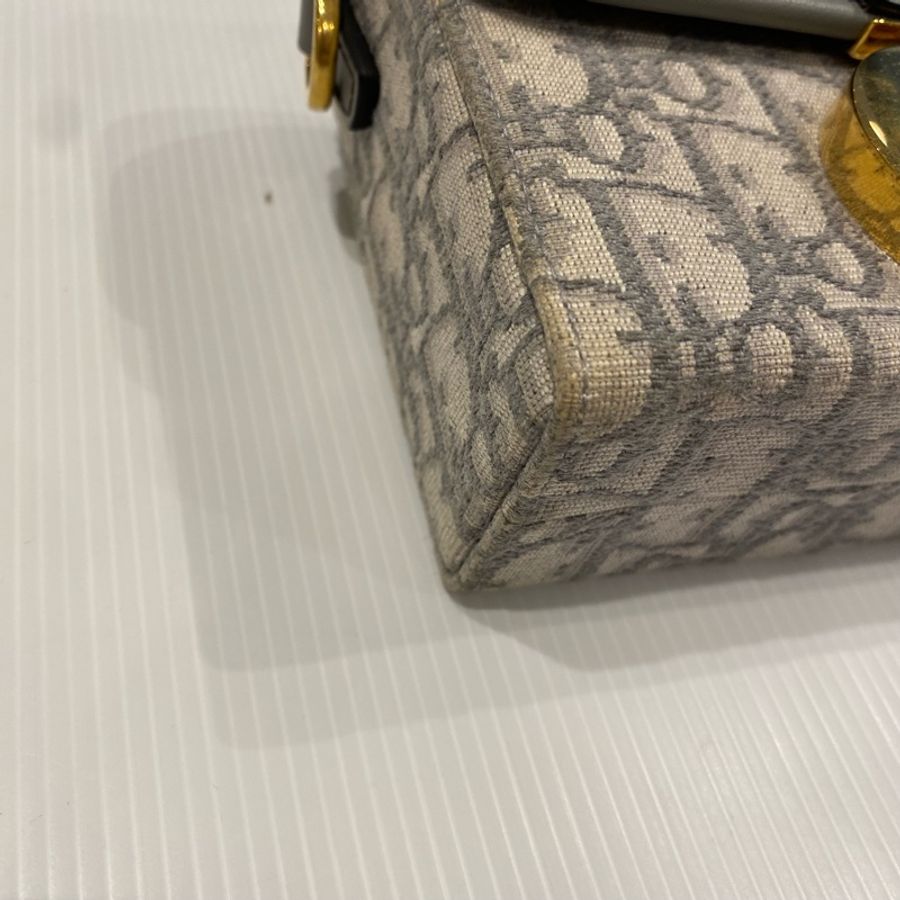 DIOR 30蒙田box灰色帆布 金扣-6