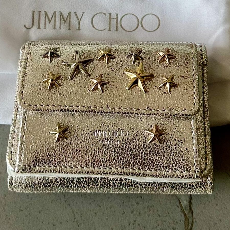 Jimmy Choo 星星鉚釘金屬皮革三折短銀包-1