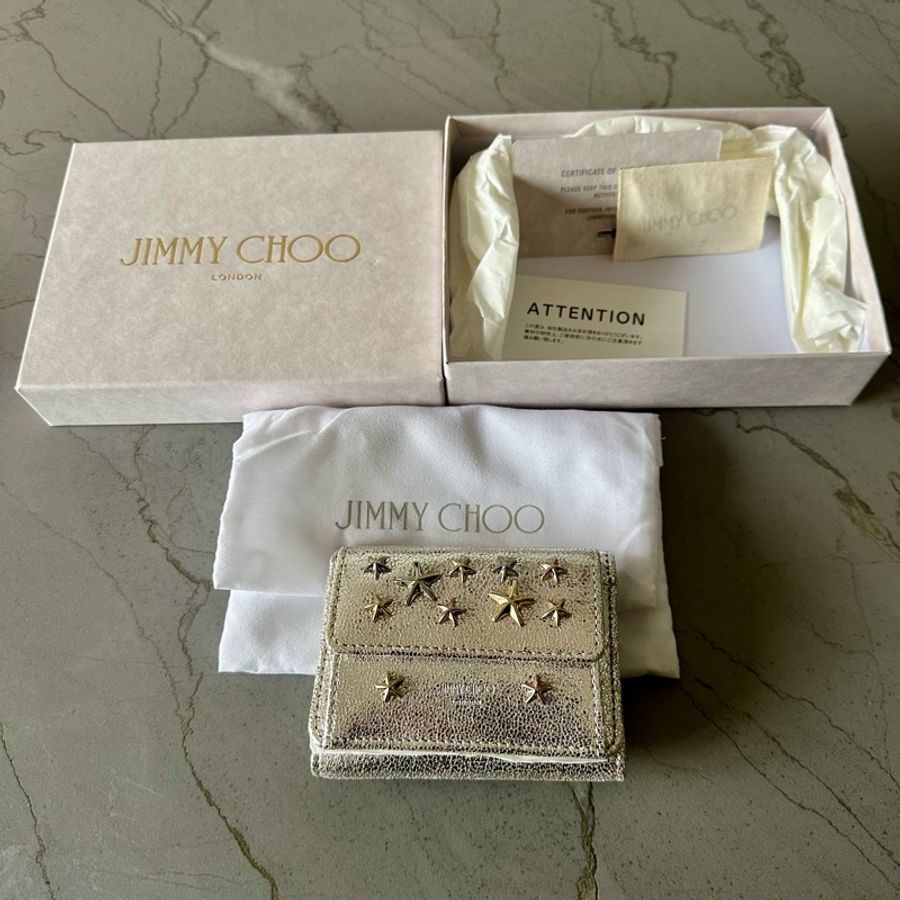 Jimmy Choo 星星鉚釘金屬皮革三折短銀包-3