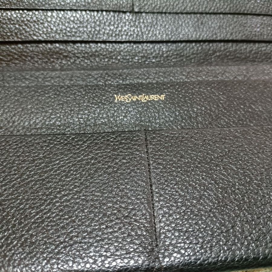 年終出清 YSL 牛皮黑長夾-3