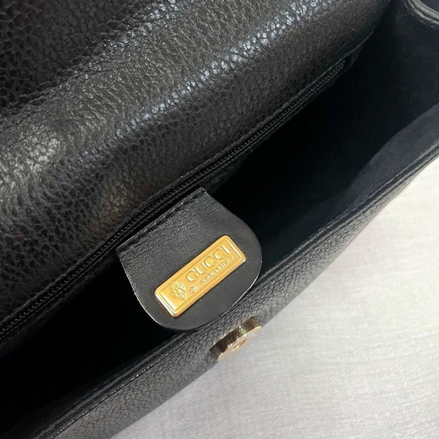 GUCCI 黑色GG絕版馬鞍包 小豬包 斜挎包-24