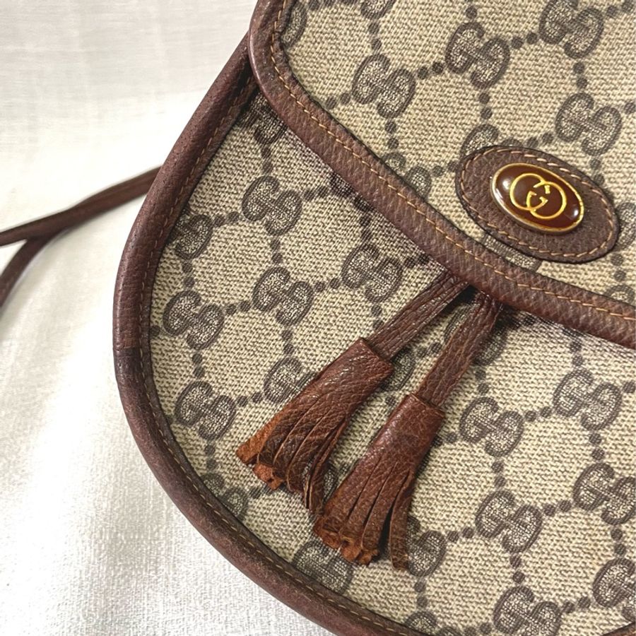 Gucci 老花GG迷你馬鞍流蘇斜挎包-13