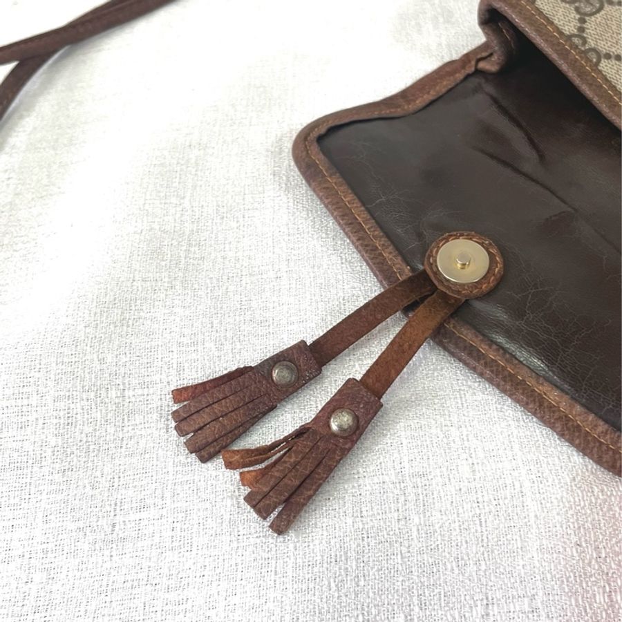 Gucci 老花GG迷你馬鞍流蘇斜挎包-14