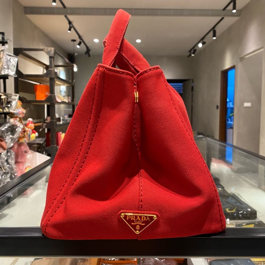 PRADA 帆布手提肩背包 紅-3