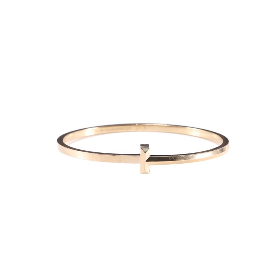 TIFFANY&CO(蒂芙尼) Tiffany T T1 鉸鏈手鐲 窄版 18K黃金 16號-1