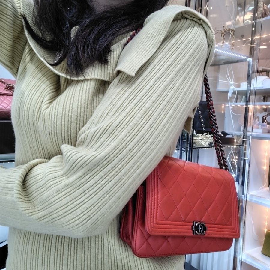 Chanel LeBoy Wallet On Chain (RED)-2