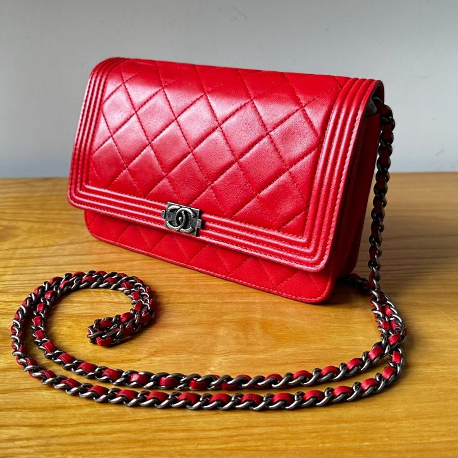 Chanel LeBoy Wallet On Chain (RED)-5