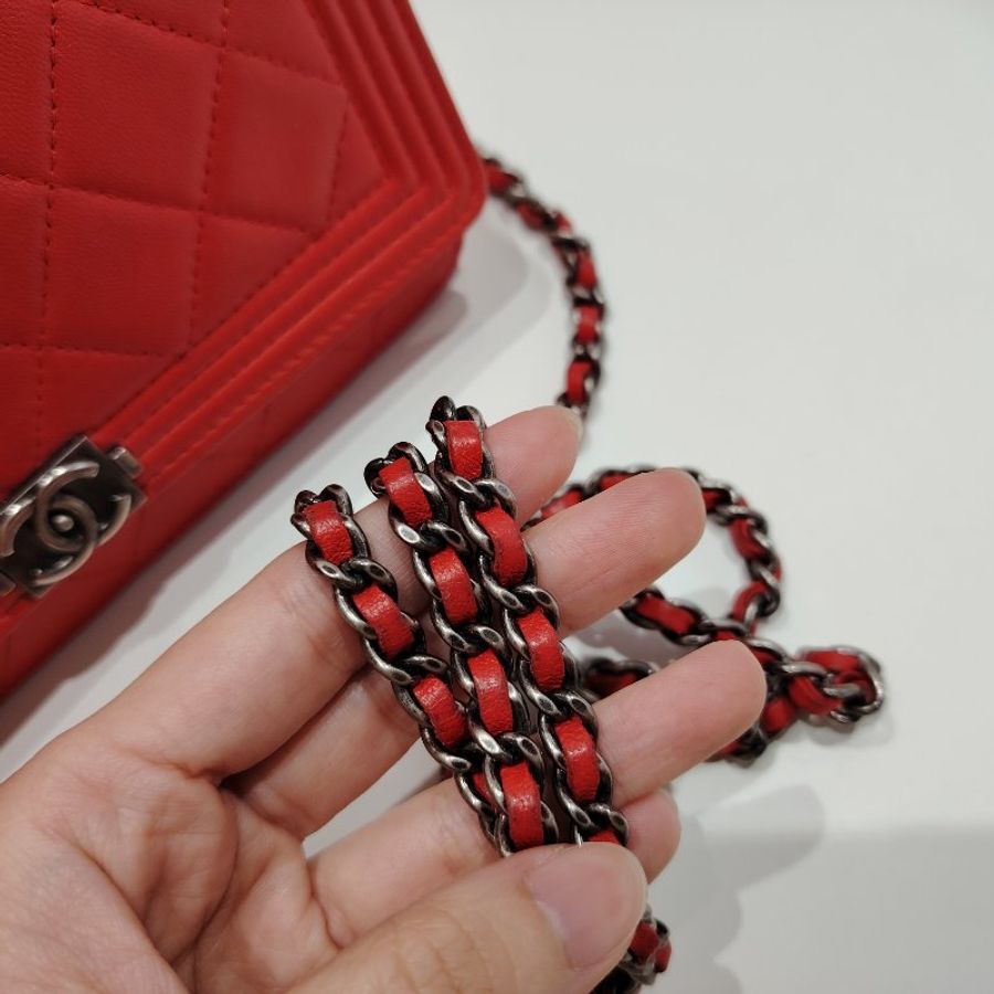 Chanel LeBoy Wallet On Chain (RED)-10