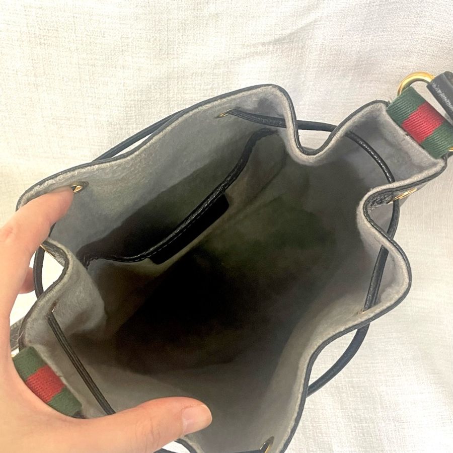Gucci 絕版黑色老花GG水桶包 斜挎包-31