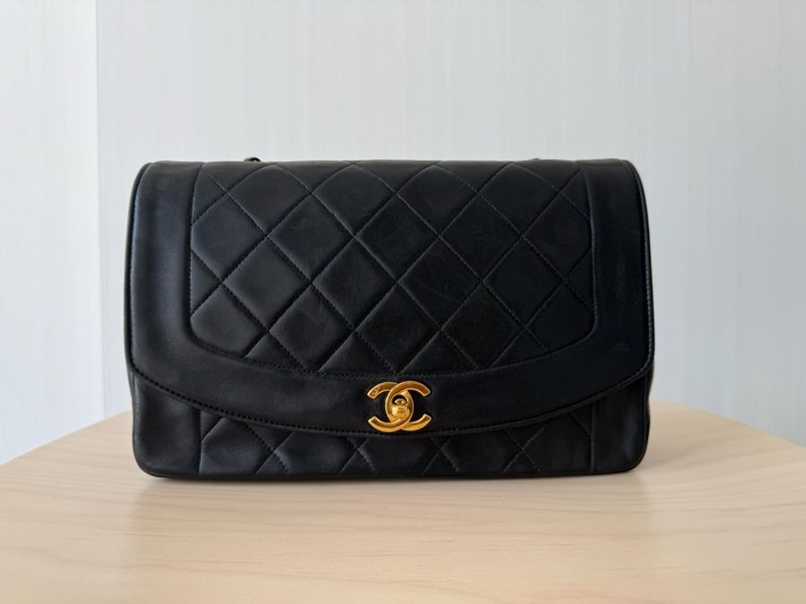 Chanel 黑色黛妃包 中古黑金老香 Chanel Vintage Diana Flap-1