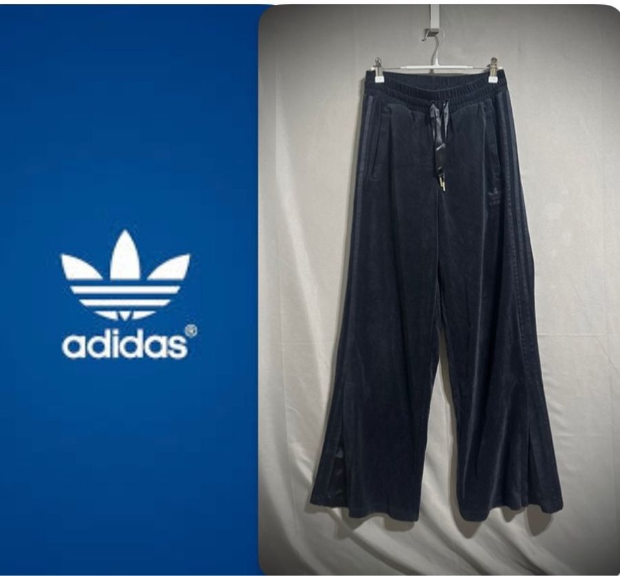Adidas 三葉草刺繡大寬褲 寬褲抽繩運動褲 適合老爹鞋 女 S XS 160/62A-0
