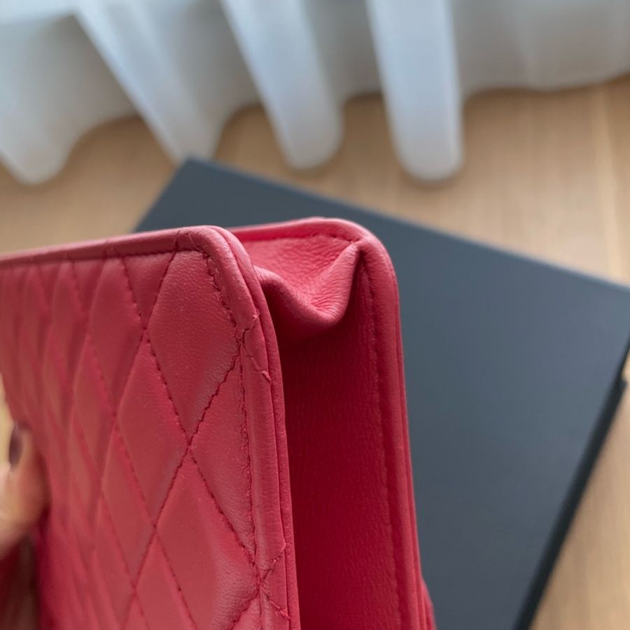 Chanel 專櫃正品Trendy Chain Clutch珊瑚粉雙色 金銀鏈 菱格雙色鍊包 woc-3
