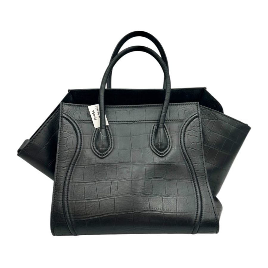 【美收精品】CELINE 牛皮鱷魚紋黑色蝙蝠包 A-520【隔月月中將轉賣至日本 上架期限30天】-1