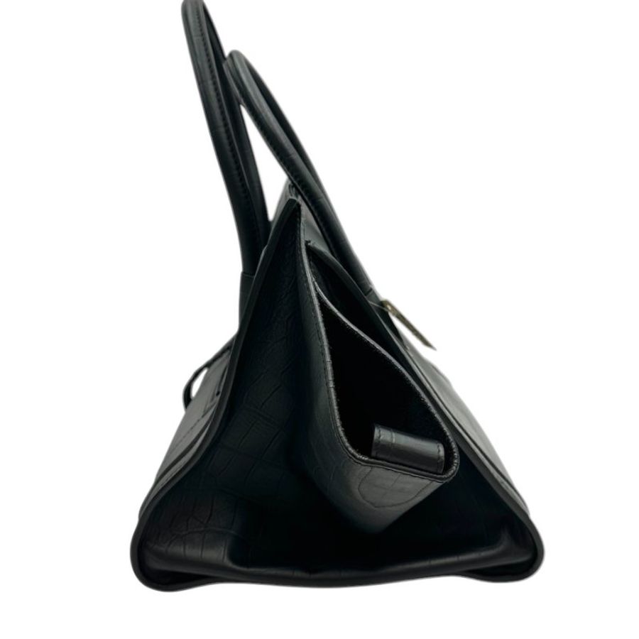 【美收精品】CELINE 牛皮鱷魚紋黑色蝙蝠包 A-520【隔月月中將轉賣至日本 上架期限30天】-3