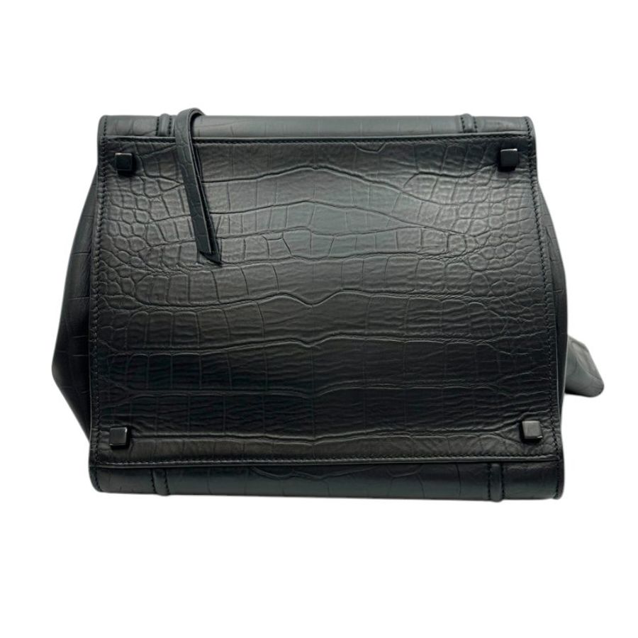 【美收精品】CELINE 牛皮鱷魚紋黑色蝙蝠包 A-520【隔月月中將轉賣至日本 上架期限30天】-4