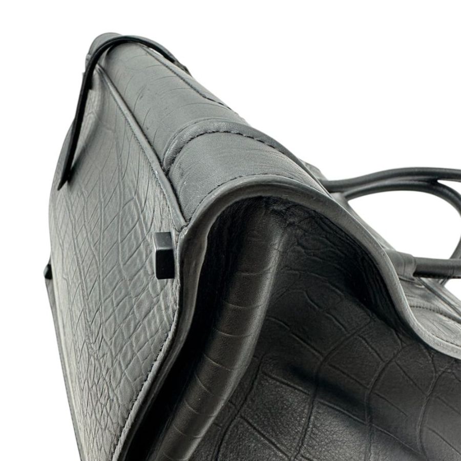 【美收精品】CELINE 牛皮鱷魚紋黑色蝙蝠包 A-520【隔月月中將轉賣至日本 上架期限30天】-9