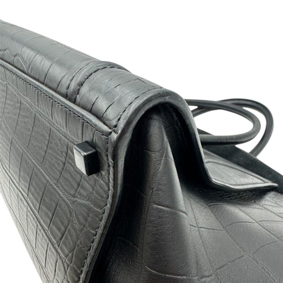 【美收精品】CELINE 牛皮鱷魚紋黑色蝙蝠包 A-520【隔月月中將轉賣至日本 上架期限30天】-11