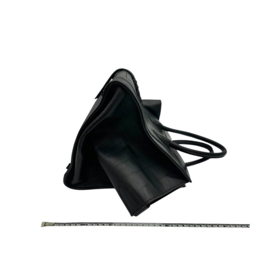 【美收精品】CELINE 牛皮鱷魚紋黑色蝙蝠包 A-520【隔月月中將轉賣至日本 上架期限30天】-14