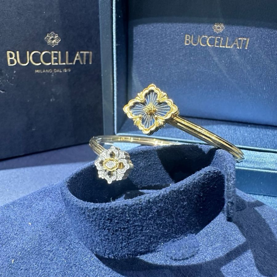 BUCCELLATI布契拉提OPERA系列双生花镂空蓝色手镯-3