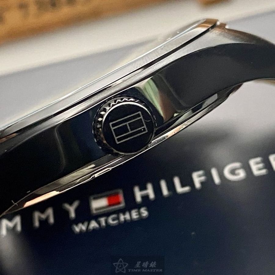 TommyHilfiger手錶,編號TH00033,44mm黑圓形精鋼錶殼,米黃色精密刻度錶面,咖啡色真皮皮革錶帶款-7
