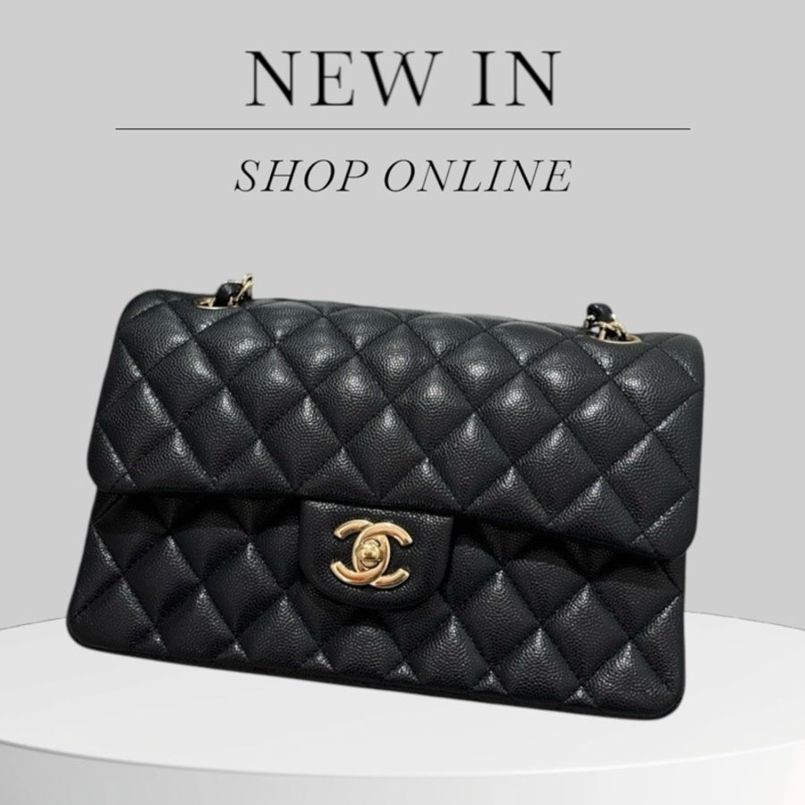 Chanel Caviar CF23 深藍色金扣-1