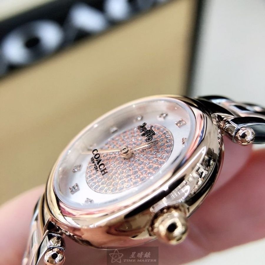 COACH手錶,編號CH00078,26mm玫瑰金圓形精鋼錶殼,銀色滿天星錶面,金銀相間精鋼錶帶款,閃亮度冠絕全場!-1
