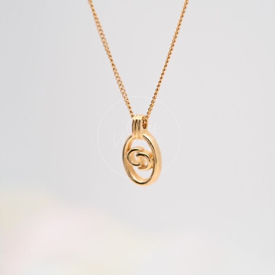 [Pre-owned] Christian Dior CD Pendant Necklace-1