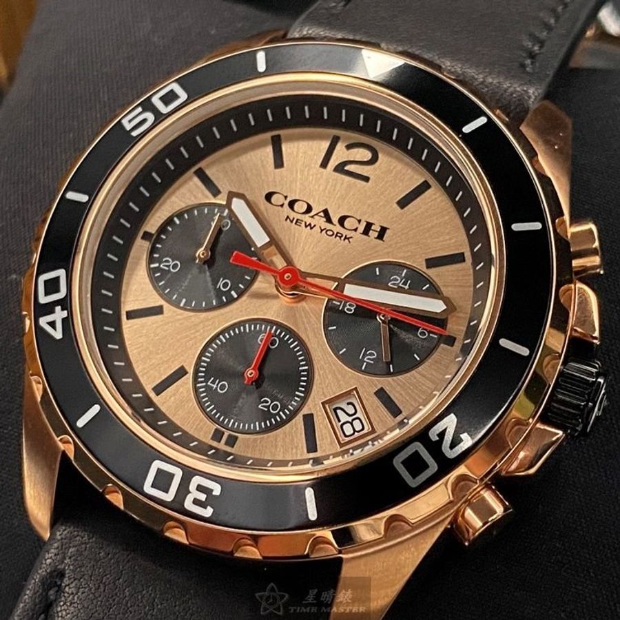 COACH手錶,編號CH00063,44mm玫瑰金錶殼,深黑色錶帶款-8