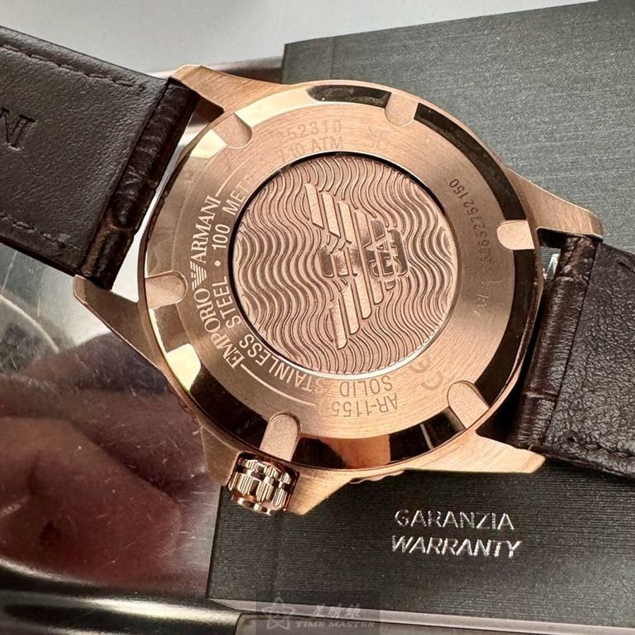 ARMANI手錶,編號AR00047,42mm玫瑰金錶殼,咖啡色錶帶款-3