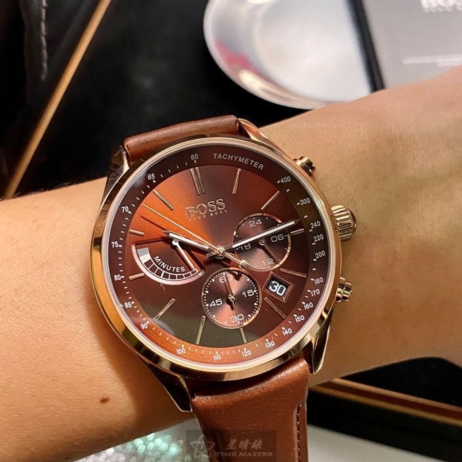 BOSS手錶,編號HB1513605,42mm玫瑰金錶殼,咖啡色錶帶款-10