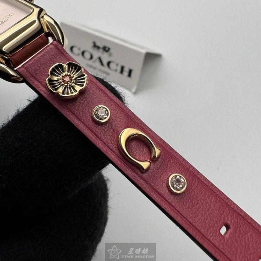 COACH手錶,編號CH00239,18mm, 28mm金色錶殼,粉紅錶帶款-2